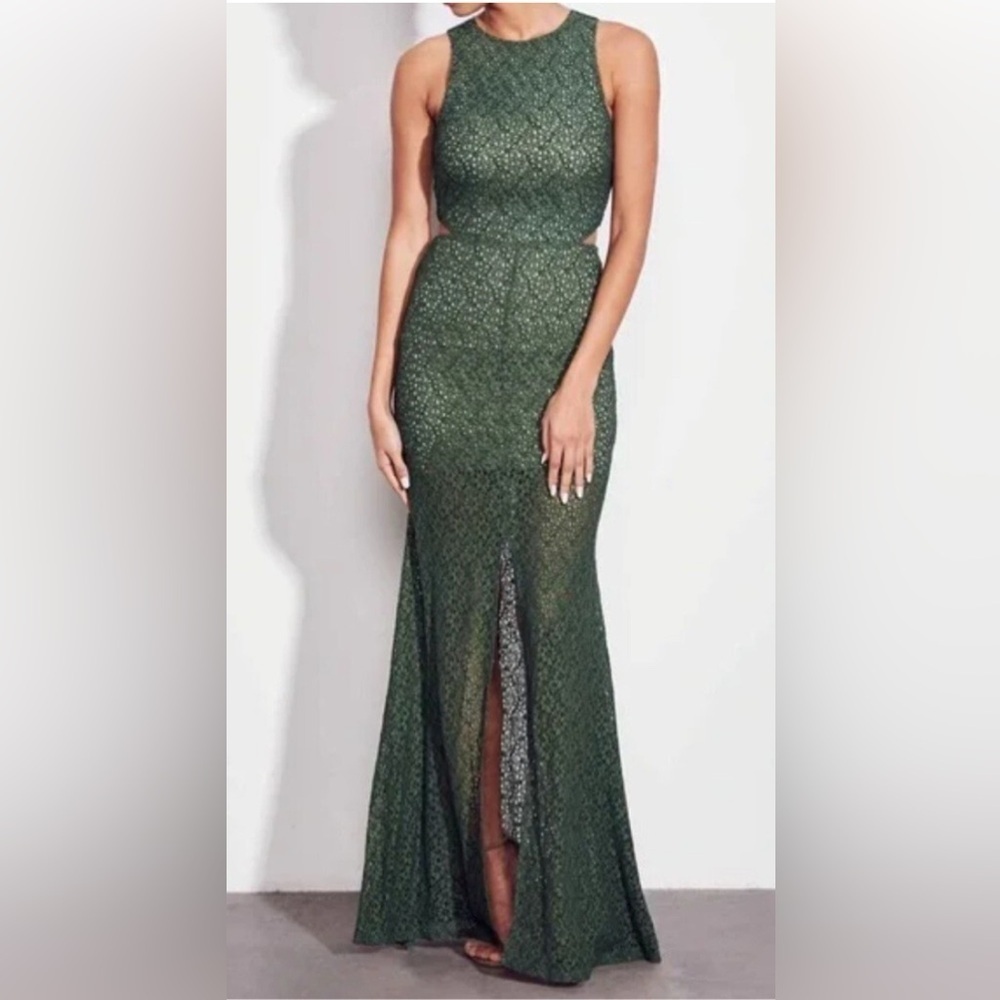 Ali & Jay Crystal Garden Cutout Maxi Dress in Green Size Large NWT